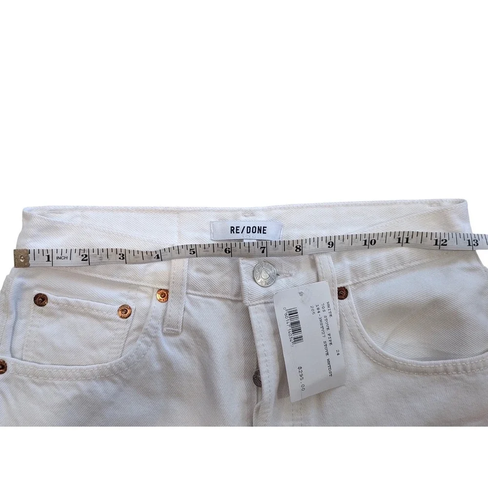 $295 NWT RE/DONE 70s Stove Pipe Jeans White Destroyed Distressed Straight Leg 24